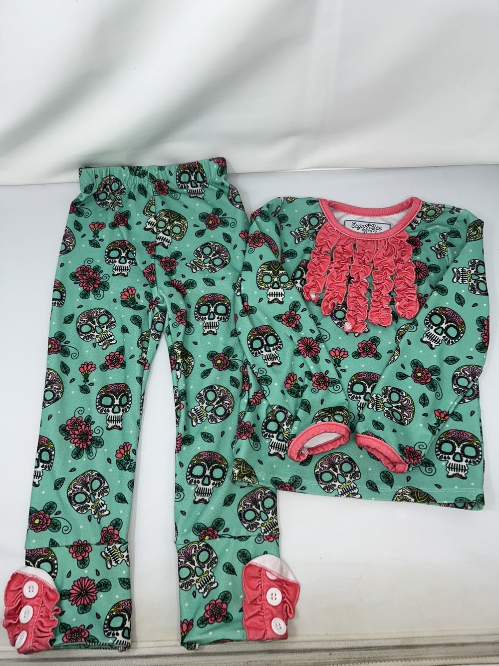 Sugar Bee Sugar Skull PJ set size 2T